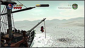 Wchodzimy na pokład i obracamy maszt zielonym klockiem - Skrzynia Davyego Jonesa - opis przejścia | Na krańcu świata - LEGO Piraci z Karaibów - poradnik do gry