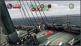 Butelka 9 - Z tyłu statku zeskakujemy na dół i naprawiamy mechanizm postacią z młotkiem (pan Gibbs) - Skrzynia Davyego Jonesa - butelki | Na krańcu świata | LEGO Piraci z Karaibów - LEGO Piraci z Karaibów - poradnik do gry