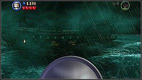 Przebiegamy na prawo i kręcimy sterem koło masztu (trzykrotnie) - Wir - opis przejścia | Na krańcu świata | LEGO Piraci z Karaibów - LEGO Piraci z Karaibów - poradnik do gry