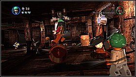 Przechodzimy na lewo i wyrywamy kraty z drążkiem (poradzi sobie z tym Garheng) - Zemsta Królowej Anny - opis przejścia | Na nieznanych wodach - LEGO Piraci z Karaibów - poradnik do gry