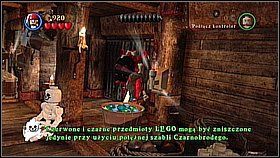 Butelka 1 - Na początku poziomu zaglądamy na najniższy pokład i szukamy z prawej skrzyni z pomarańczowym drążkiem - Zemsta Królowej Anny - butelki | Na nieznanych wodach | LEGO Piraci z Karaibów - LEGO Piraci z Karaibów - poradnik do gry