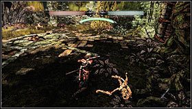 Dotrzemy w ten sposób na drugą stronę niewielkiej przepaści i znajdziemy się pośród wysokiej trawy, przez którą nie da się strzelać z łuku - Prolog- Fontanna Elishy | Opis przejścia Hunted Kuźnia Demona - Hunted: Kuźnia Demona - poradnik do gry