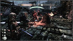 Po krótkiej cut-scence wylądujemy na dziedzińcu otoczonym murem, będziemy nękani przez Wargarów dowodzonych dziwnym stworzeniem z świecącym okiem [1], zainfekowanym Wargarem - Rozdział 1- Miasto Dyfed (sekcje 1.3-1.6) | Opis przejścia Hunted Kuźnia Demona - Hunted: Kuźnia Demona - poradnik do gry