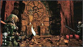 Trafimy do pomieszczenia z kamieniem zmiany bohatera, dwoma ślepymi zaułkami, tunelem i dziurą w podłodze - Rozdział 2- Lochy Dyfed (sekcje 2.3-2.6) | Opis przejścia Hunted Kuźnia Demona - Hunted: Kuźnia Demona - poradnik do gry