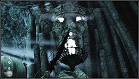 Następnie wejdziemy do groty z dużą metalową płytą, dwoma zniczami na kamiennych kolumnach i dwoma tarczami - Rozdział 6- Kala Moor | Opis przejścia Hunted Kuźnia Demona - Hunted: Kuźnia Demona - poradnik do gry