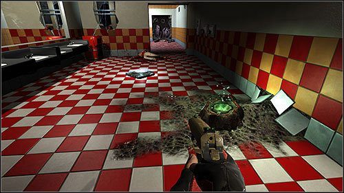 Zanim jednak się pomniejszysz, przeszukaj kabiny toalet, w jednej z nich znajdziesz świerszczyka, który da Ci kolejny punkt Ego - 12.1. Duke Burger (1) | Kampania w Duke Nukem Forever - Duke Nukem Forever - poradnik do gry