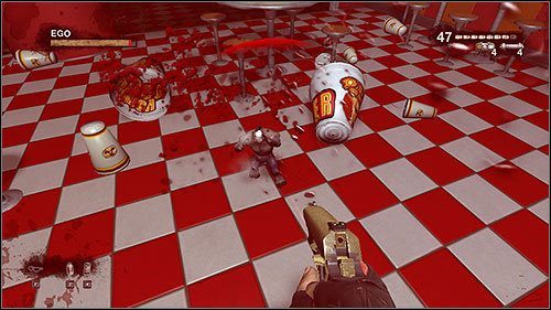 Przeskocz do następnej sali przez dziurę w ściance, gdzie zostaniesz przymusowo pomniejszony - 12.2. Duke Burger (2) | Kampania w Duke Nukem Forever - Duke Nukem Forever - poradnik do gry