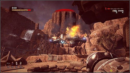 Zestrzelony statek utworzy pomost, po którym możesz wejść na wyższy poziom i udać się do zabarykadowanej kopalni pod wodospadem - 15.2. Highway Battle (2) | Kampania w Duke Nukem Forever - Duke Nukem Forever - poradnik do gry