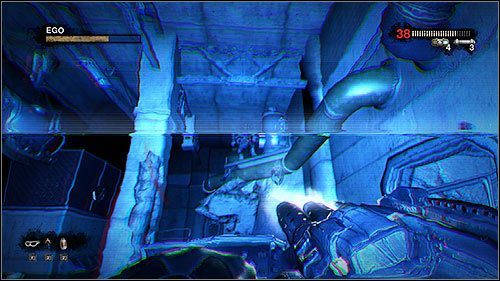 Po oczyszczeniu pomieszczenia wejdź schodkami z powrotem w okolice turbin i przejdź dalej korytarzem, który jest zastawiony skrzyniami i beczkami - 20.2. Underground (2) | Kampania w Duke Nukem Forever - Duke Nukem Forever - poradnik do gry