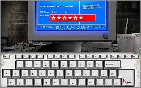Wybierz je zatem na widocznej w zbliżeniu klawiaturze i potwierdź klawiszem Enter - Kim jest Phil | Rozdział 2 | Black Mirror III - Black Mirror III - poradnik do gry