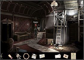 Następnie udaj się do herbaciarni i obadaj czarną plamę w kształcie miecza na ścianie nad biurkiem - Pan na włościach, Praca dla robotników budowlanych | Rozdział 3 - Black Mirror III - poradnik do gry