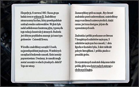 Ołówkiem podkreśl zwroty: sektor 13 (u góry po lewej), kości małych zwierząt i okoliczne bagna (u dołu po prawej) - Czarna kula | Rozdział 4 | Black Mirror III - Black Mirror III - poradnik do gry