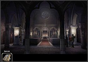 Po zejściu z wieży (nagranie nr 26) porozmawiaj ze stojącą przed wejściem do holu siostrą Antolini, a następnie z księdzem o egzorcyzmach - Kolejne zaćmienie? | Rozdział 5 | Black Mirror III - Black Mirror III - poradnik do gry