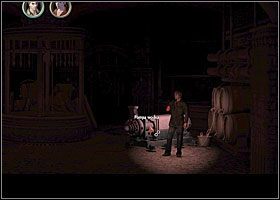 Nie możesz zejść na sam dół, bo nadal jest tam ciemno, by temu zaradzić, zabrany z szafy w pokoju na piętrze znicz zapal zapalniczką - Pompa w piwnicy | Rozdział 6 | Black Mirror III - Black Mirror III - poradnik do gry