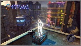 Na początku udaj się na dach zaznaczonego na mapie budynku i porozmawiaj z elektrykiem [1] - Nadładunek I | New Marais | nieSławny inFamous 2 - nieSławny: inFamous 2 - poradnik do gry