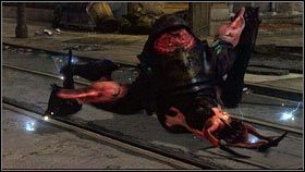 Po rozmowie z mężczyzną udaj się w miejsce zaznaczone czerwonymi kropkami i pokonaj wszystkich znajdujących się tam wrogów, łącznie z helikopterem [1] i dwoma Niszczycielami [2] - Pozostałe zadania | Ascension Parish | nieSławny inFamous 2 - nieSławny: inFamous 2 - poradnik do gry