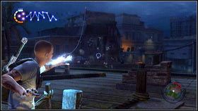 Porozmawiaj ze zrozpaczoną kobietą [1], a następnie zabij wszystkich przeciwników zaznaczonych na mapie [2] - Najlepiej smakuje na zimno | Flood Town | nieSławny inFamous 2 - nieSławny: inFamous 2 - poradnik do gry