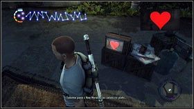 Gdy ostatnia antena przestanie działać [1], udaj się do jednego z zaznaczonych na mapie telewizorów, przytrzymaj TRÓJKĄT i podziwiaj audycje twojego kumpla [2] - Dumny wojownik | Gas Works | nieSławny inFamous 2 - nieSławny: inFamous 2 - poradnik do gry