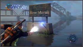 Do tego odłamka dostaniesz się dopiero po wykonaniu misji Dobry staje się lepszy, dzięki której uzyskasz dostęp do ulepszonej umiejętności szybowania - New Marais (16-40) | Odłamki wybuchu | nieSławny inFamous 2 - nieSławny: inFamous 2 - poradnik do gry