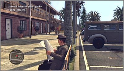 Zacznij od podejścia do ławki i wciśnięcia przycisku A, dzięki czemu bohater zasłonie się gazetą - The Moose | Fabuła - Dodatkowe | Osiągnięcia w LA Noire - L.A. Noire - poradnik do gry