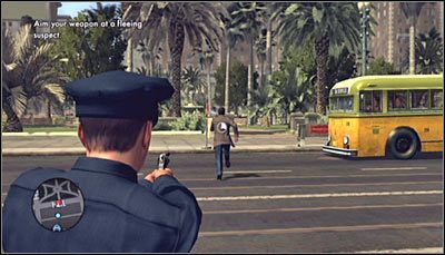 Podążaj za zbiegiem, pamiętając o tym żeby po drodze nie wpaść na żadną przeszkodę ani nie zderzyć się z żadnym z przechodniów czy przejeżdżających pojazdów - Not So Hasty | Akcja | Osiągnięcia w LA Noire - L.A. Noire - poradnik do gry