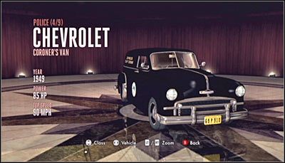 Odnajdywanie: Pojazd ten możesz odnaleźć w pobliżu miejsc zbrodni oraz na parkingu przylegającym do siedziby koronera, którą odwiedza się kilkakrotnie w trakcie gry - Kategoria Police (Pojazdy policji) | Samochody w LA Noire - L.A. Noire - poradnik do gry