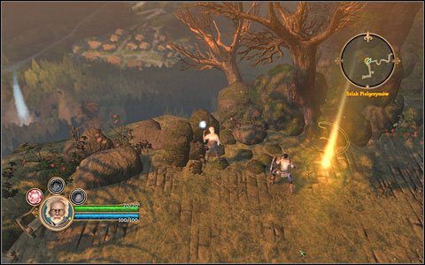 W tle widać miasteczko Kruczy Potok. - Kapitularz | Akt 1 | Dungeon Siege III - Dungeon Siege III - poradnik do gry