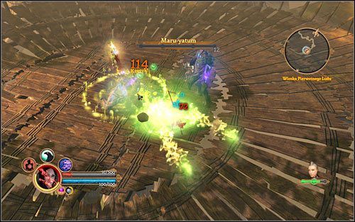 Szaman wioski potrafi przywoływać bardzo potężnych sojuszników - należy zachować bezpieczny dystans. - Zadanie główne - Sedno sprawy | Akt 2 | Dungeon Siege III - Dungeon Siege III - poradnik do gry