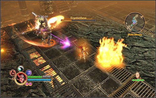 Przywódcę cyklopów powinniśmy trzymać na dystans - potrafi zabić bohatera dwoma ciosami. - Zadanie główne - strajk! | Akt 3 | Dungeon Siege III - Dungeon Siege III - poradnik do gry