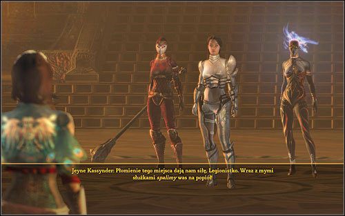 Najlepiej w pierwszej kolejności pokonać archontkę po prawej - ma najmniej punktów życia. - Zadanie główne - na świętej ziemi | Akt 5 | Dungeon Siege III - Dungeon Siege III - poradnik do gry