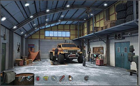 Pogadaj z Tullym, po czym poddaj flagę obróbce na usytuowanej po prawej pilarce stołowej - Podaj zwierzęciu pierwszą dawkę lekarstwa | Dzień 1 | Alpha Polaris - Alpha Polaris - opis przejścia - poradnik do gry