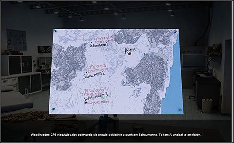 Przyjrzyj się punktowi odwiertów oznaczonemu jako Schaumann 3 (w dole mapy) - Przyjrzyj się znalezisku ropy | Dzień i Noc 2 | Alpha Polaris - Alpha Polaris - opis przejścia - poradnik do gry