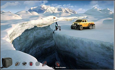 Oczywiście nałóż Runeowi raki (kliknij nimi na bohaterze) - Opuść się w głąb szczeliny | Dzień 3 | Alpha Polaris - Alpha Polaris - opis przejścia - poradnik do gry