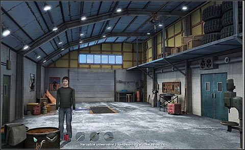 Rdzę zaś pozyskasz, zeskrobując ją nożem (narzędzie uniwersalne) ze stojących w garażu zardzewiałych beczek (w lewym dolnym rogu ekranu) - Pozbądź się kości | Dzień 4 | Alpha Polaris - Alpha Polaris - opis przejścia - poradnik do gry