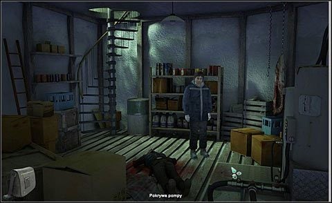 Udaj się więc do piwnicy, gdzie przyjrzyj się okaleczonemu ciału Tullyego, po czym spróbuj unieść pokrywę pompy (przy skrzynkach po prawej) - Uratuj Novę | Noc 4 | Alpha Polaris - Alpha Polaris - opis przejścia - poradnik do gry