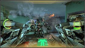 Dalszą drogę otwieramy sobie strzelając w budynek przed nami [1] - Poziom 04- Przedmieścia | Opis przejścia | FEAR 3 - F.3.A.R. - poradnik do gry