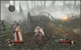 Opuść gospodarstwo i idź ścieżką w stronę gospody, uważając na pułapki w postaci zwalających się na ciebie drzew [1] - Misja 2 - Las Mgieł | Opis przejścia The First Templar - The First Templar - poradnik do gry