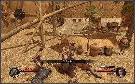 Kiedy znajdziesz się na placu podejdź po cichu do dwóch stojących tyłem wrogów [1] i wyeliminuj ich z zaskoczenia - Misja 4 - Akka | Opis przejścia The First Templar - The First Templar - poradnik do gry