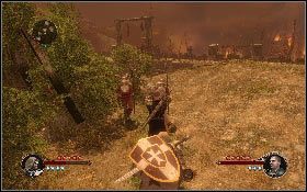 Skieruj się na ścieżkę z lewej i kontynuuj podróż przez palący się las [1] - Misja 11 - Gorejący las | Opis przejścia The First Templar - The First Templar - poradnik do gry