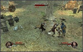 Zabij po cichu łucznika oraz żołnierzy z lewej [1], a potem wejdź do obozu i rozpraw się ze wszystkimi żołnierzami, włączając w to dowódcę garnizonu [2] - Misja 12 - Bagna (1) | Opis przejścia The First Templar - The First Templar - poradnik do gry