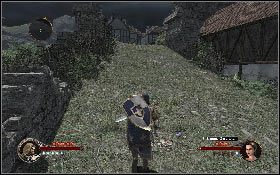 W pewnej chwili skręć w uliczkę z prawej, gdzie znajdziesz kolejnego wieśniaka, któremu spokoju nie dają żołnierze [1] - Misja 17 - Obrzeża Montsegur | Opis przejścia The First Templar - The First Templar - poradnik do gry