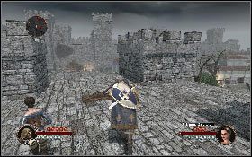 Wróć na plac, gdzie niedawno walczyłeś i wejdź na górę po schodach z lewej [1] - Misja 18 - Dziedziniec zamkowy (2) | Opis przejścia The First Templar - The First Templar - poradnik do gry