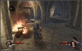 Wróć na korytarz i tym razem udaj się do drzwi z prawej, gdzie znajdziesz przestraszonego służącego [1] - Misja 19 - Zamek Montsegur | Opis przejścia The First Templar - The First Templar - poradnik do gry