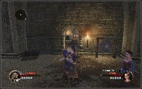 Następnie rozpraw się z pozostałymi wartownikami wokół fontanny [1], po czym udaj się w prawo i wejdź do pomieszczenia na lewo od gongu alarmowego [2] - Misja 19 - Zamek Montsegur | Opis przejścia The First Templar - The First Templar - poradnik do gry
