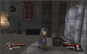 Po zabraniu klucza przejdź przez tajne przejście w narożniku z lewej [1] - Misja 19 - Zamek Montsegur | Opis przejścia The First Templar - The First Templar - poradnik do gry