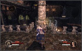 Z przedłużonym czasem palenia się pochodni przejdź przez kolejne kolce [1], a potem już tylko podpal ostatni, ósmy posąg [2] - Misja 20 - Sanktuarium (2) | Opis przejścia The First Templar - The First Templar - poradnik do gry