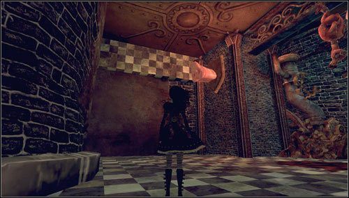 6 - Hatters Gate - po dwóch walkach z Madcapami, w komnacie, do której dojdziemy dzięki dziurze w murze - Rozdział 1 - Hatters Domain (01-08) | Snouts - świńskie ryjki - Alice: Madness Returns - poradnik do gry