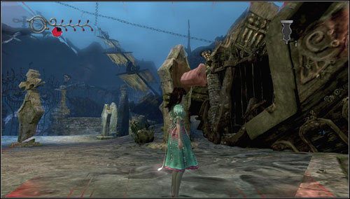 14 - Lost Souls Locker - po wyeliminowaniu Drowned Sailor, na pomniku po lewej - Rozdział 2 - Deluded Depths (09-15) | Snouts - świńskie ryjki - Alice: Madness Returns - poradnik do gry