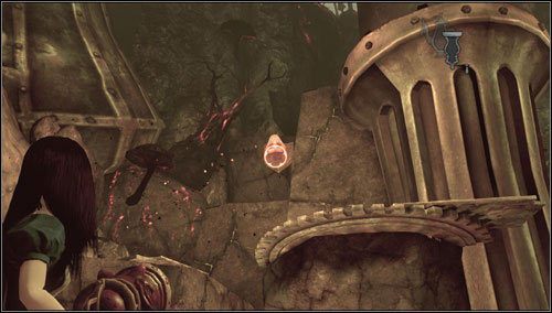 1 - Vale of Doom - po zaciągnięciu się dymem wyskakujemy na górę - Rozdział 3 - Oriental Grove | Snouts - świńskie ryjki | Alice Madness Returns - Alice: Madness Returns - poradnik do gry