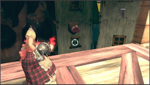 4 - Frogs Way - po walce z Bitch Baby, po wyskoczeniu na górę pokoju po trampolinie - Rozdział 5 - The Dollhouse | Snouts - świńskie ryjki | Alice Madness Returns - Alice: Madness Returns - poradnik do gry